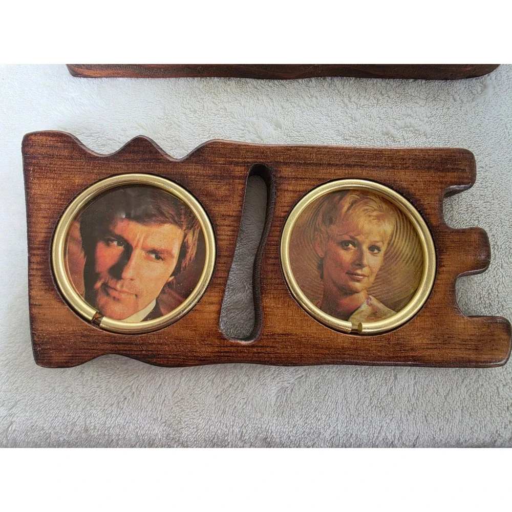 Vintage 70s We Love You Wood Wall Hanging Photo Frame Set 3 Piece Rustic Boho